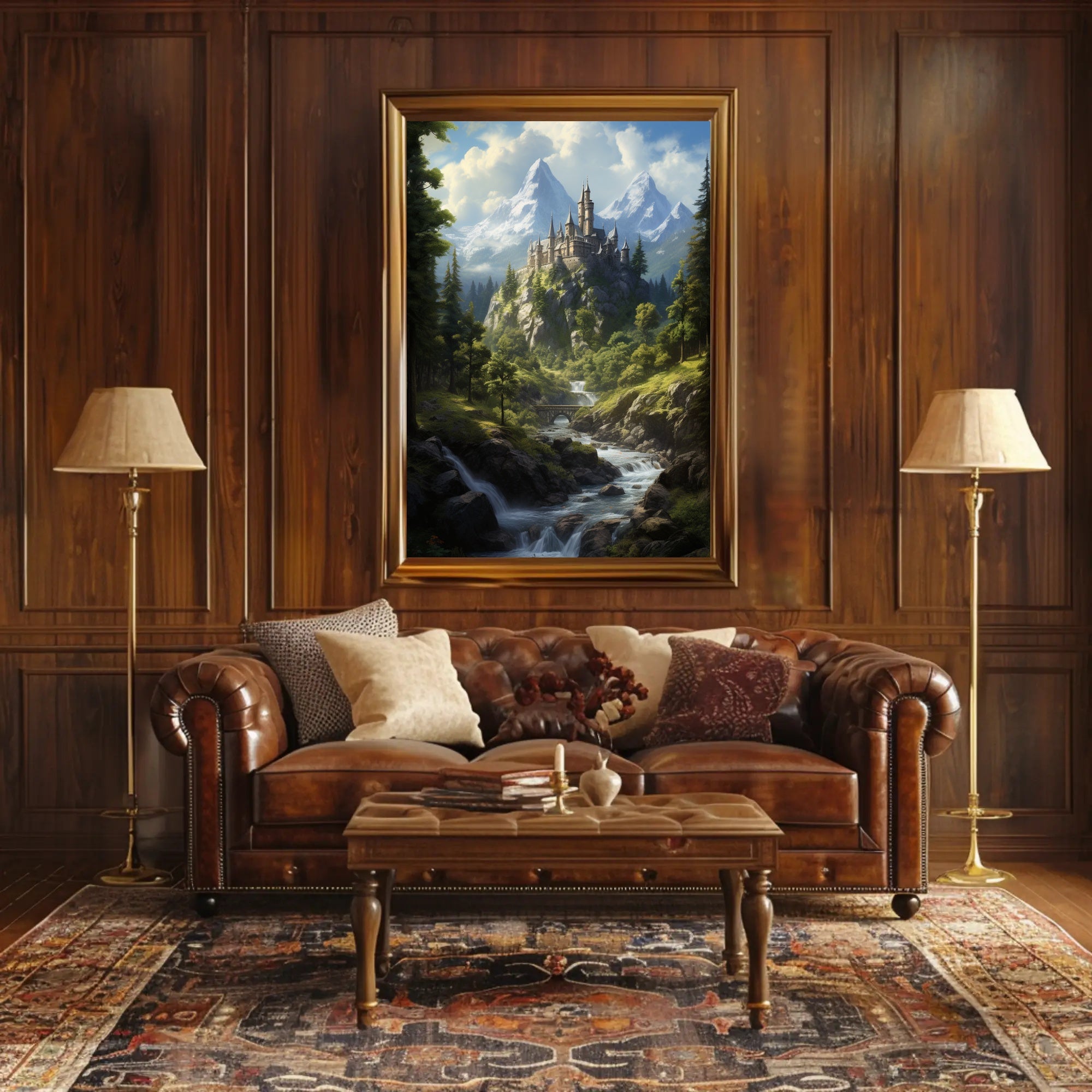 Enchanted Mountain Castle Poster PosterGoat