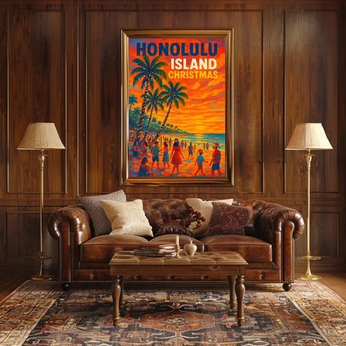 Honolulu Island Christmas Poster