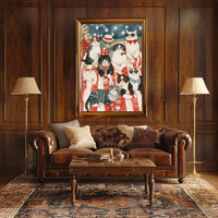 Colorful Patriotic Cats On Picnic Blanket Art Poster