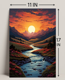 Sunset Over Serene Valley Poster