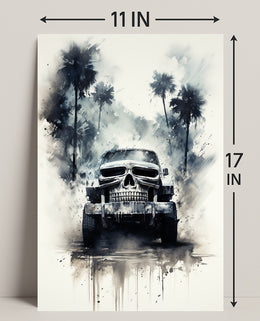 Skull Cruiser In The Mist Poster