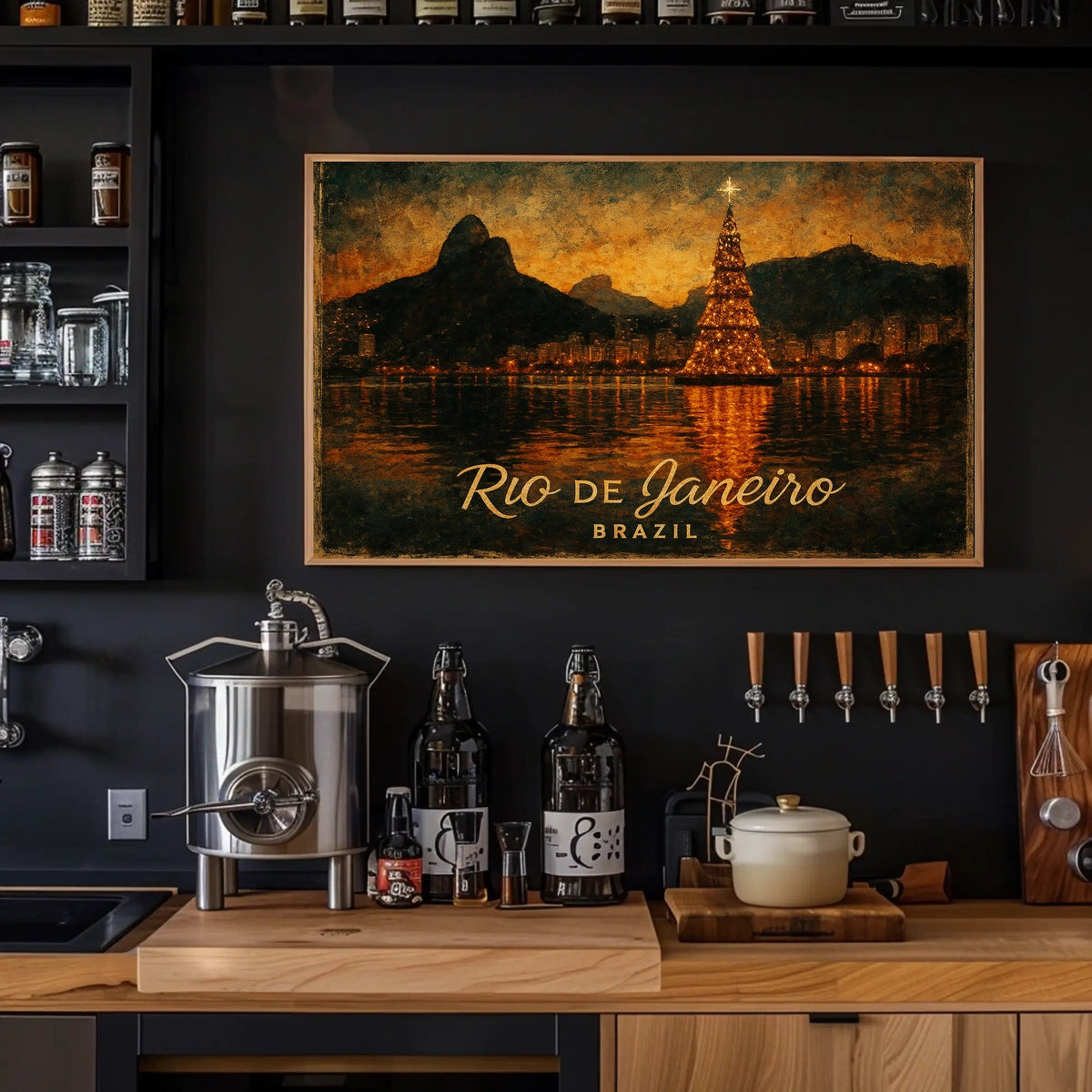 Rio de Janeiro Christmas Scene Poster