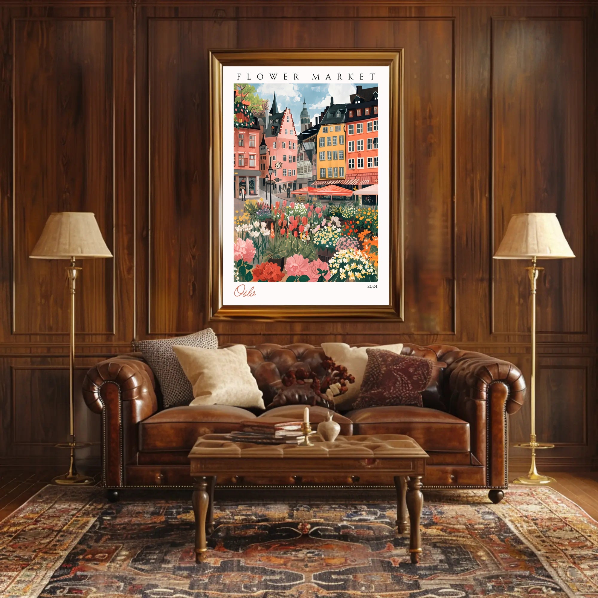 Flower Market in Oslo Poster PosterGoat
