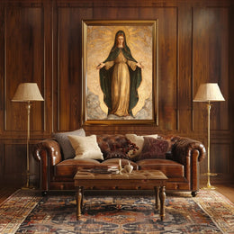 Religious Iconography Poster: Virgin Mary in Golden Aura