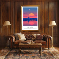 Helsinki Sunset Cityscape Poster Urban or Cityscape Poster