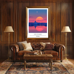 Helsinki Sunset Cityscape Poster Urban or Cityscape Poster