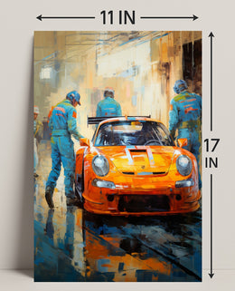 Racing Team In Action Poster PosterGoat