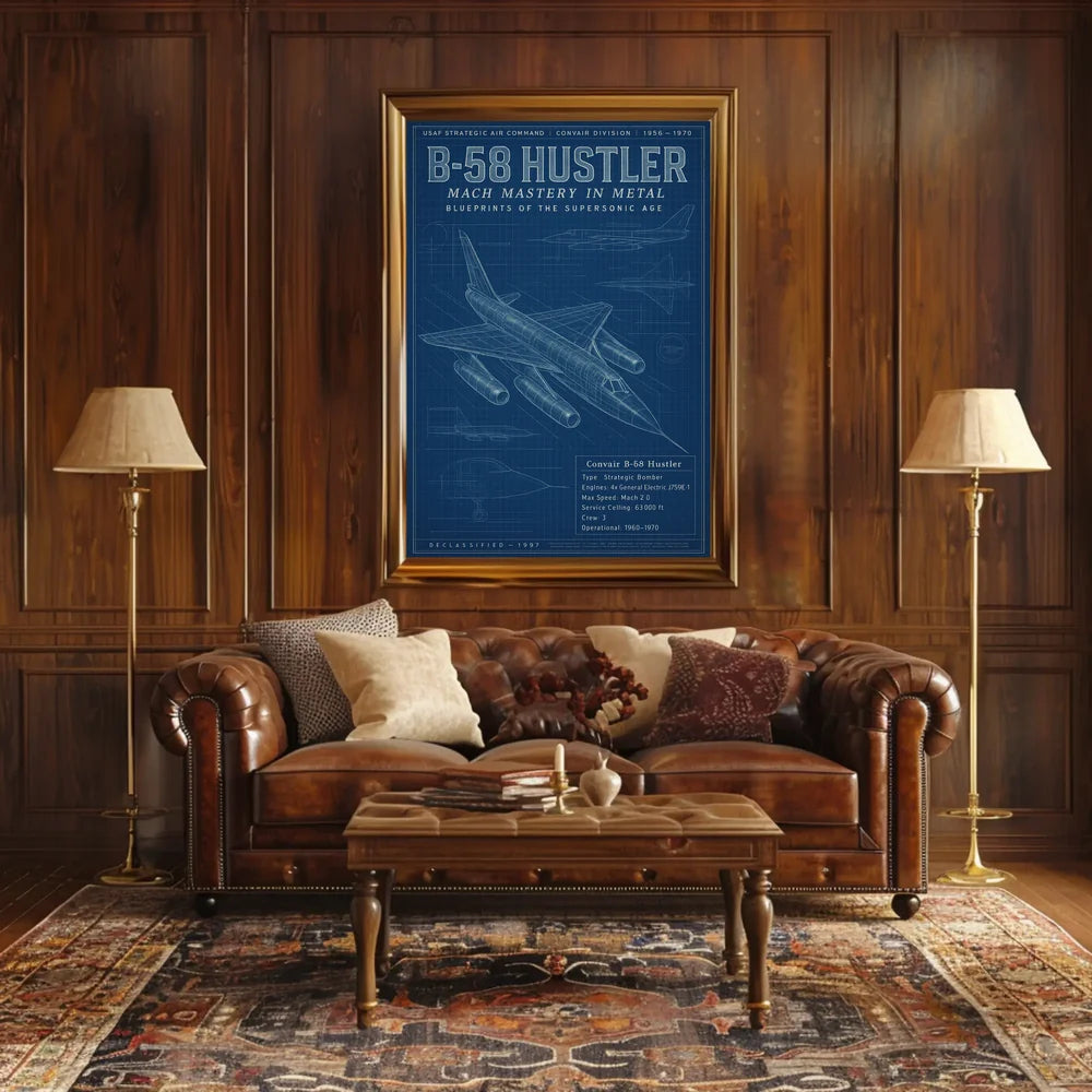 B-58 Hustler Aviation Blueprint Educational or Infographic Poster PosterGoat