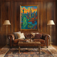 New York City Skyline Poster Impressionistic Wall Art