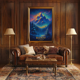 Majestic Banff Winter Night Fantasy Art Poster