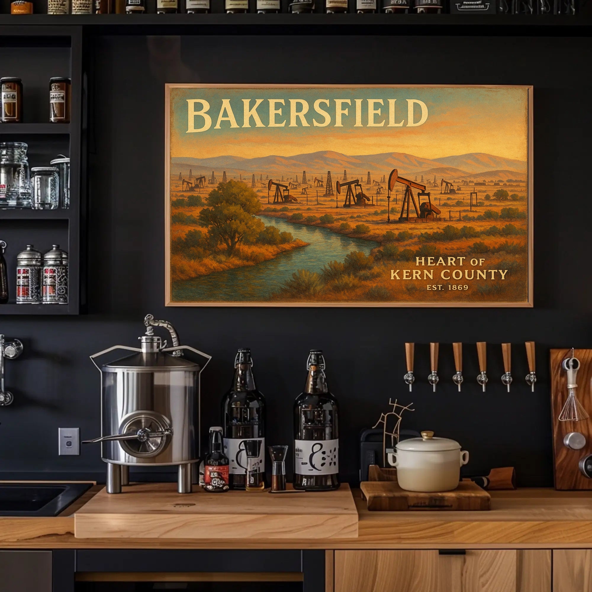 Bakersfield Oil Fields Vintage Poster Art