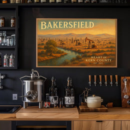 Bakersfield Oil Fields Vintage Poster Art