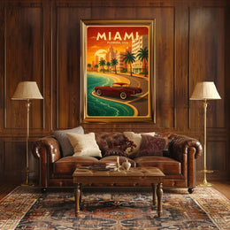 Miami Coastal Drive Vintage Travel Advertisement Poster