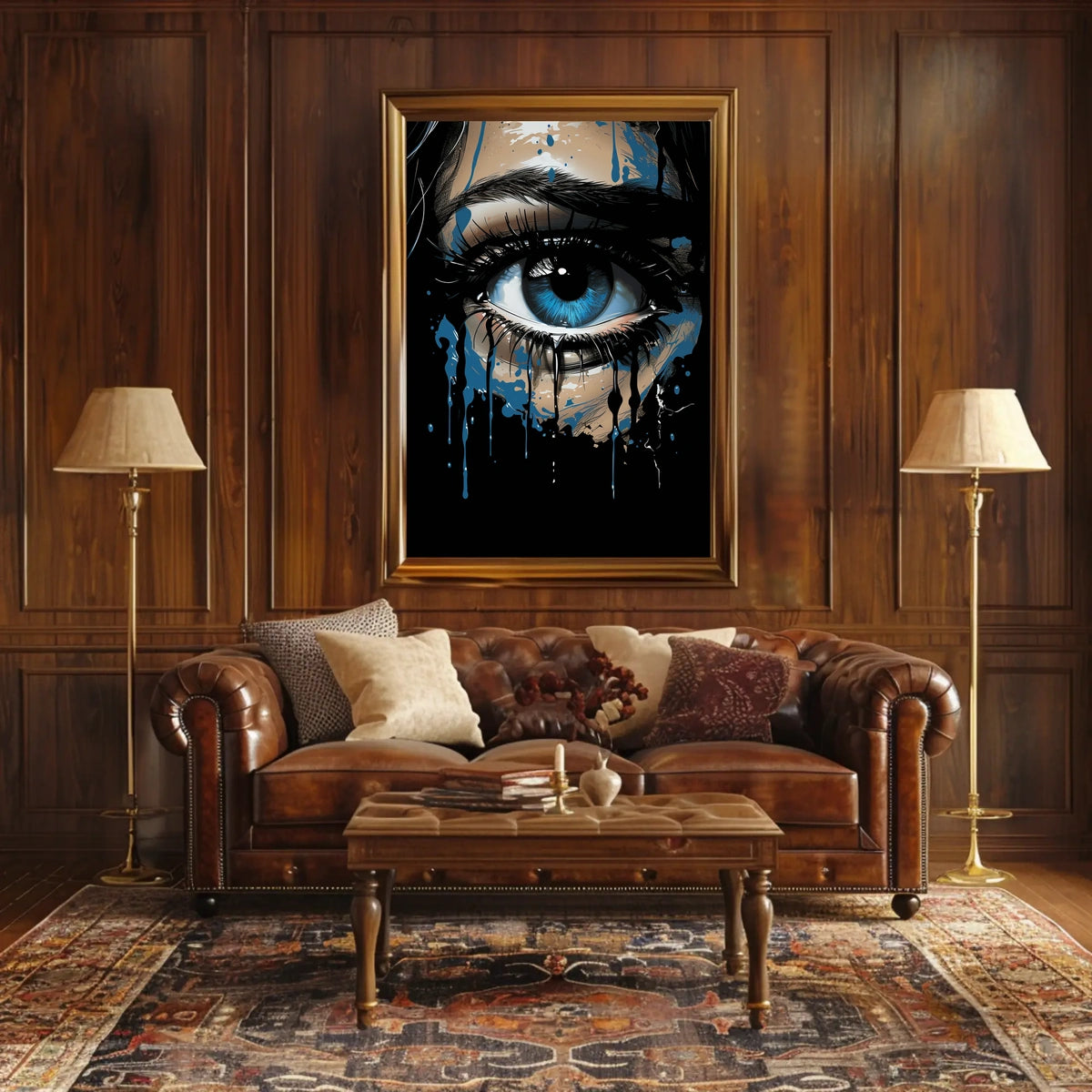 Mystical Blue Eye Dripping Paint Art Poster