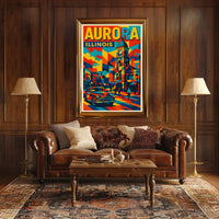 Aurora, Illinois Vibrant Cityscape Poster
