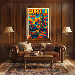 Aurora, Illinois Vibrant Cityscape Poster