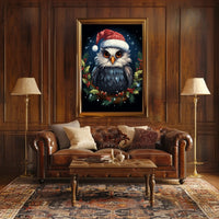 Whimsical Festive Owl Christmas Fantasy or Mythology Poster