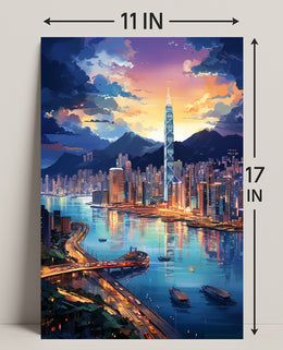 Cityscape At Dusk Poster