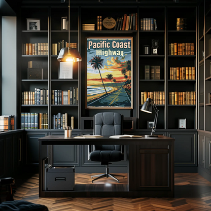 Pacific Coast Highway Sunset Scenic Ocean Drive Travel Poster