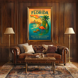 Florida Vacation Illustration Tropical Nature Poster