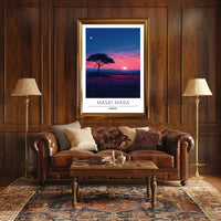 Masai Mara Sunset Travel Poster