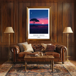 Masai Mara Sunset Travel Poster
