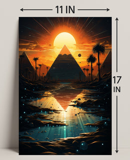 Sunset Over The Pyramids Poster