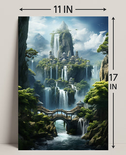Enchanted Waterfall City Poster