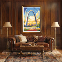 Gateway Arch Travel Poster Vintage Style Print