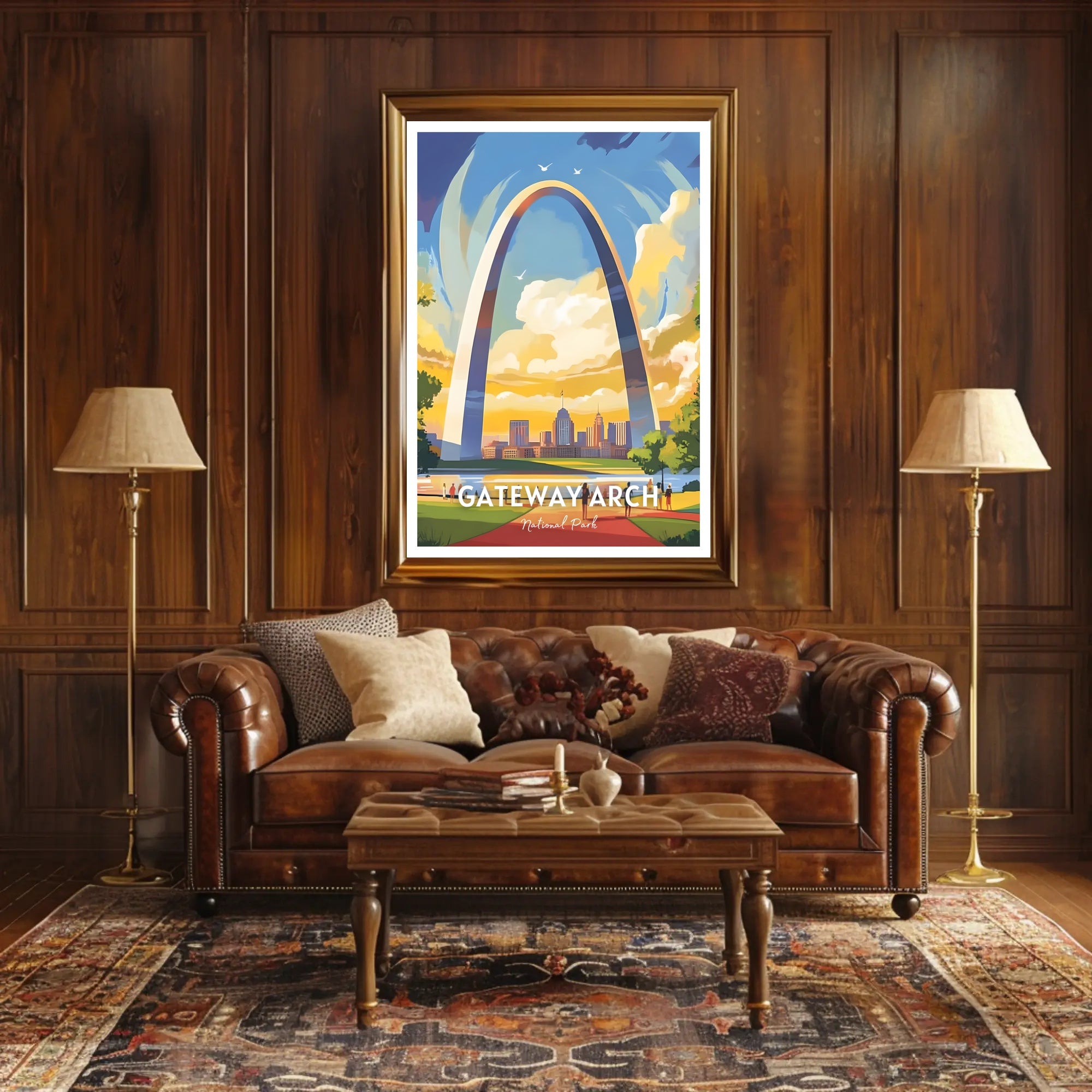 Gateway Arch Travel Poster Vintage Style Print