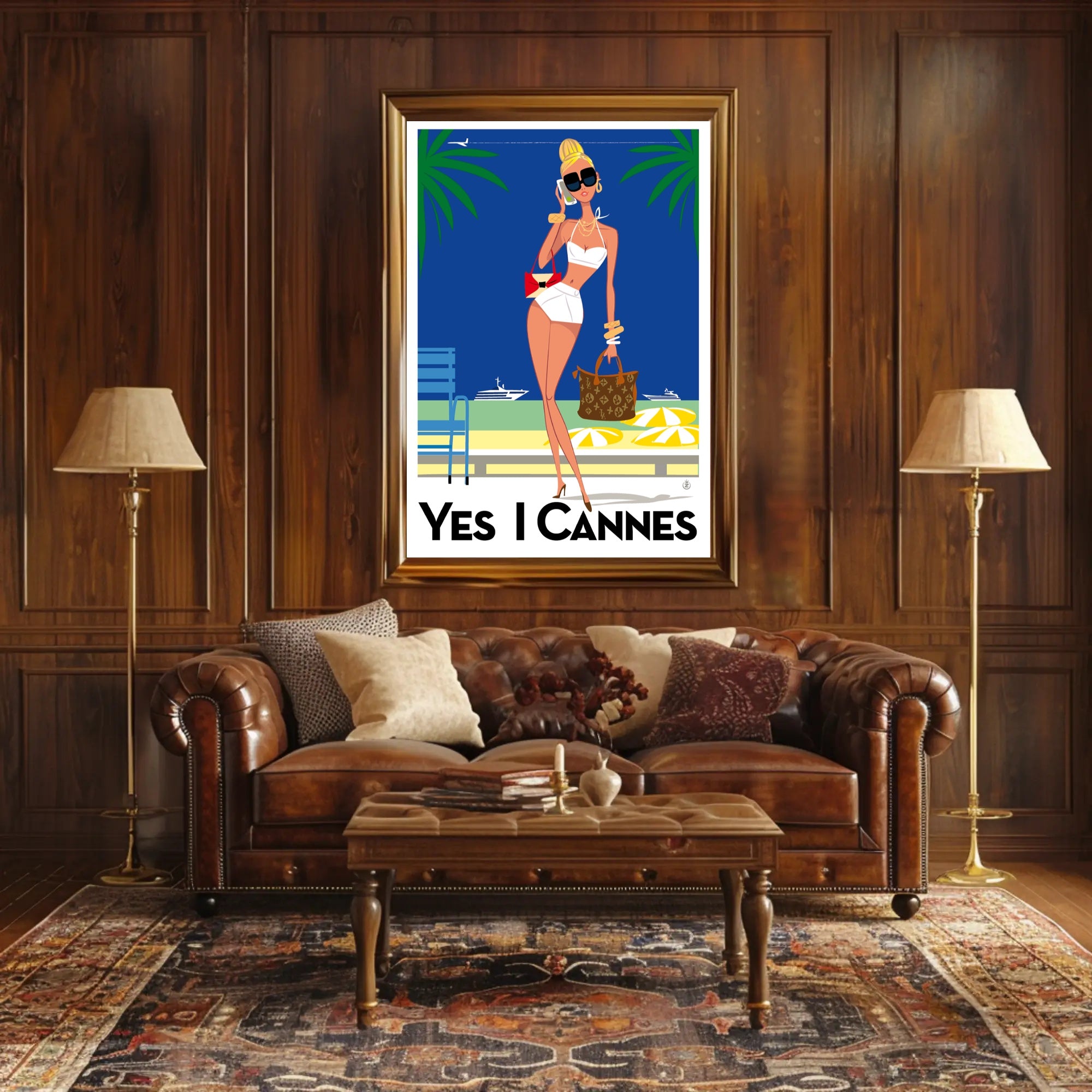 Glamorous Seaside Escape Art Print - Travel Poster PosterGoat