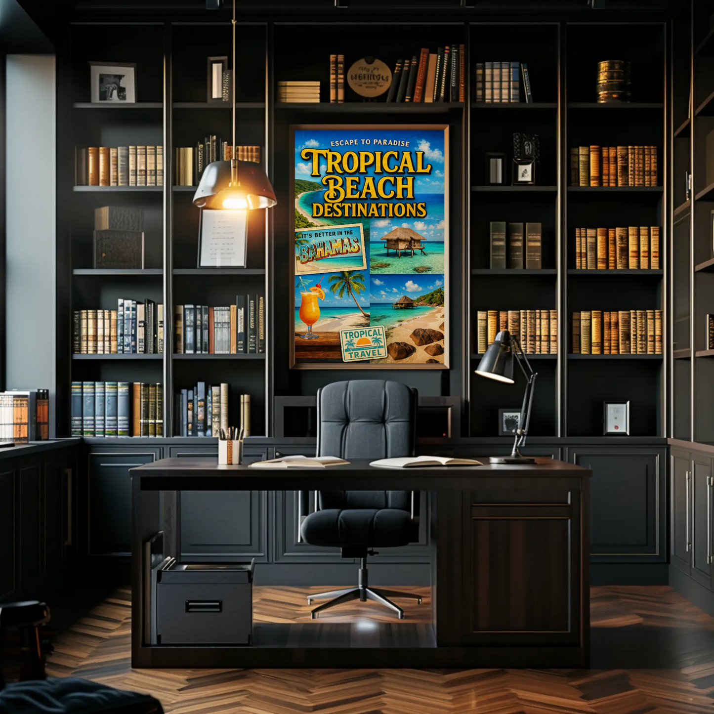 Bahamas Tropical Beach Paradise With Collage Travel Poster