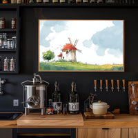 Serene Windmill Landscape Poster