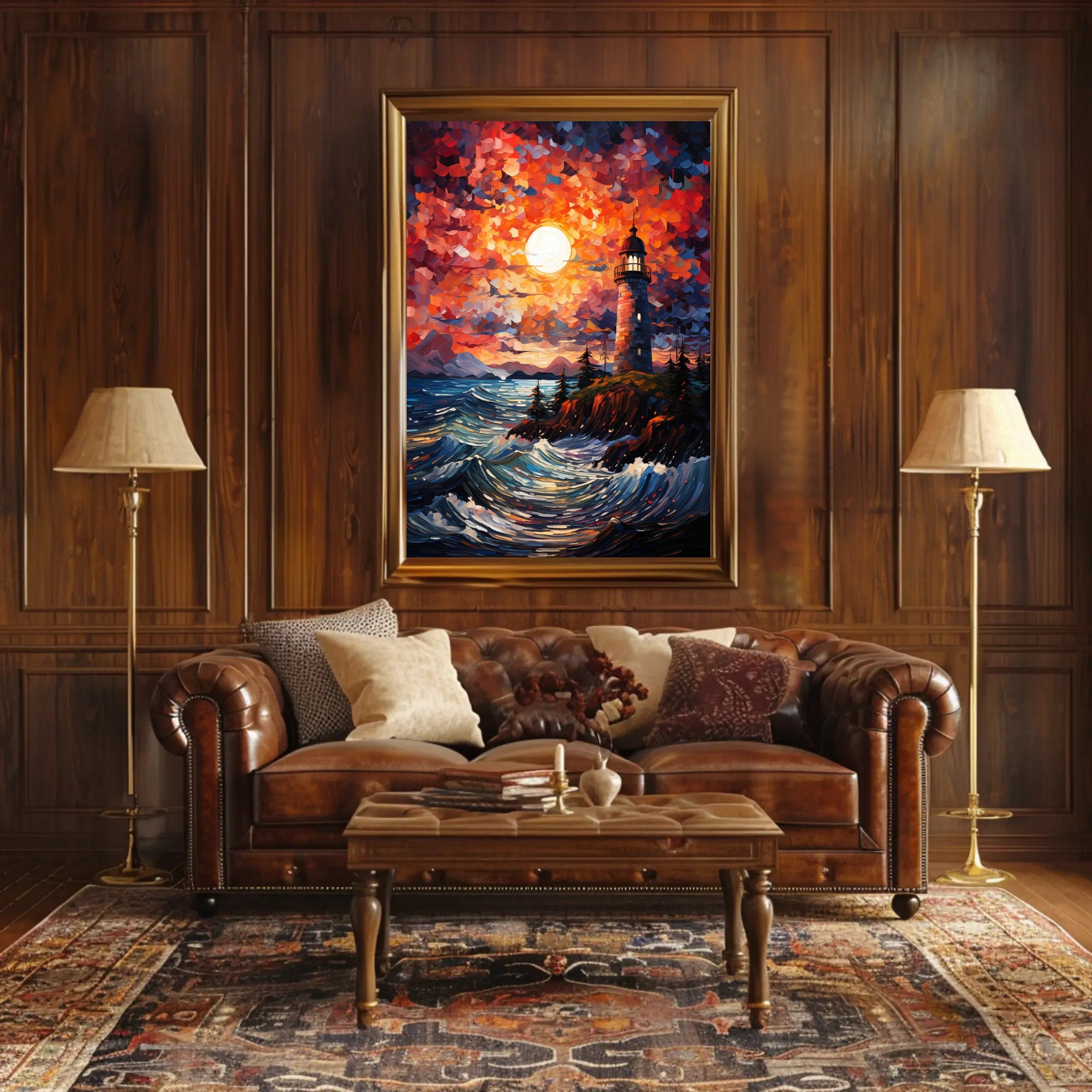 Lighthouse At Sunset Poster