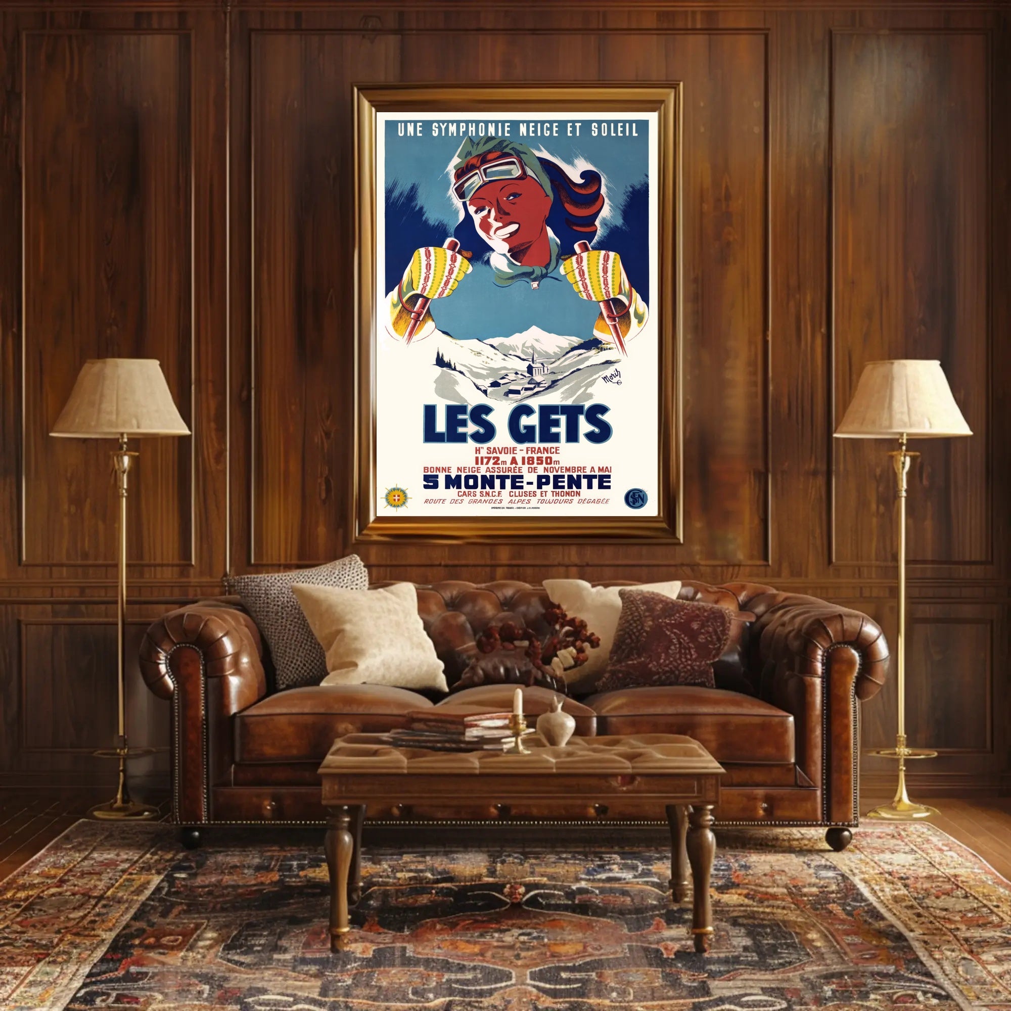 Les Gets Retro Skiing Travel Poster PosterGoat