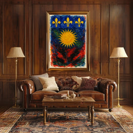 Vibrant Heraldic Sun Poster