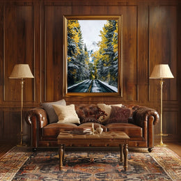 Autumn Road To The Mountains Poster