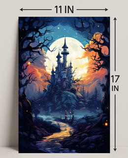 Enchanted Castle Under The Moon Poster