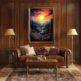 Vibrant Fantasy Landscape Sunrise Sunset National Park Poster