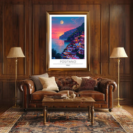 Positano Sunset Dreamscape Travel Poster