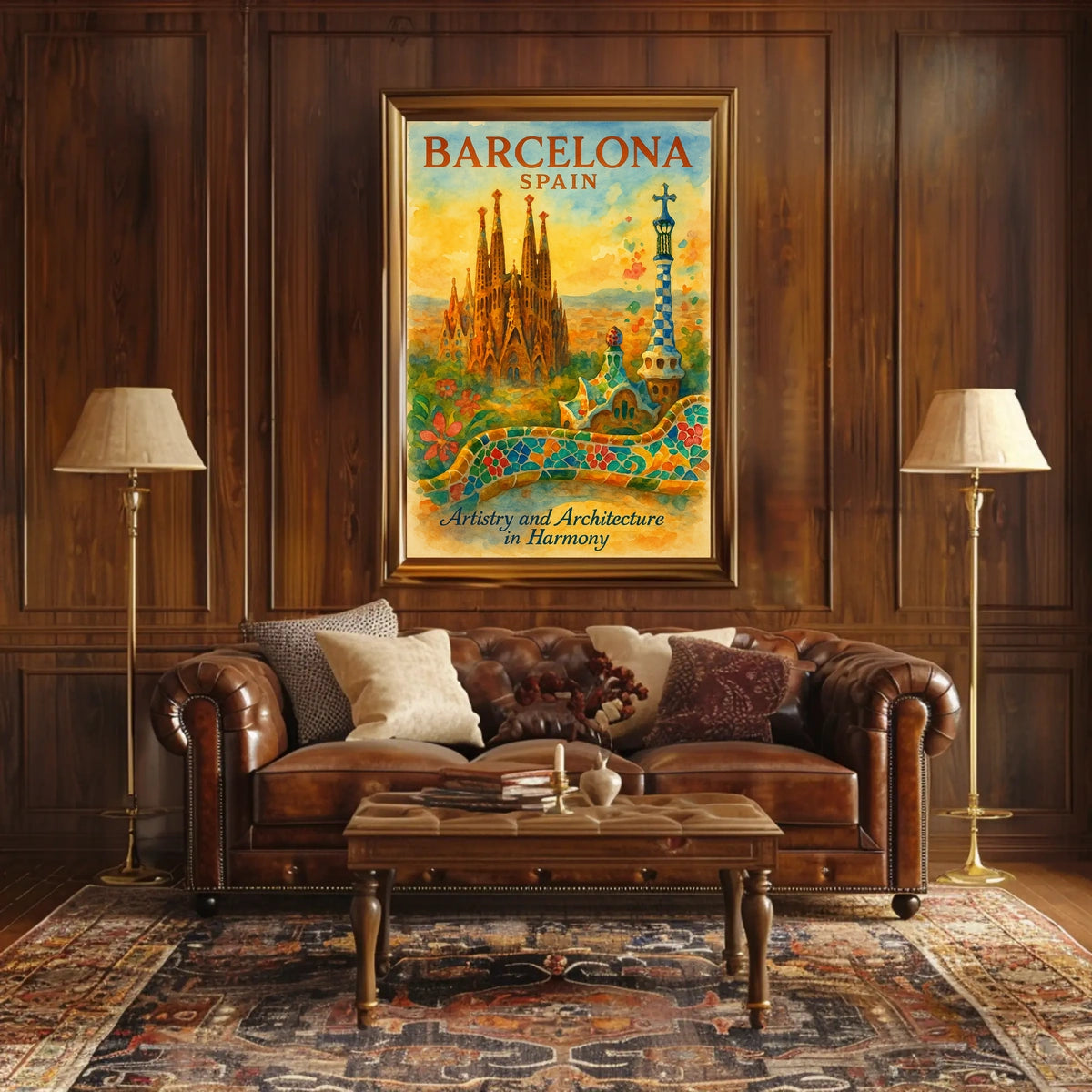 Barcelona Art Poster: Sagrada Família and Park Güell