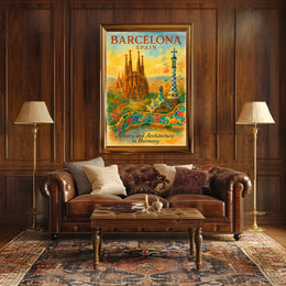 Barcelona Art Poster: Sagrada Família and Park Güell