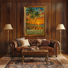 Honolulu Island Christmas Poster