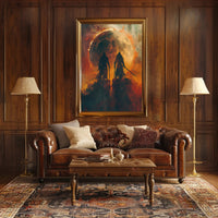 Epic Warriors Under Fiery Moon Fantasy or Mythology Poster PosterGoat