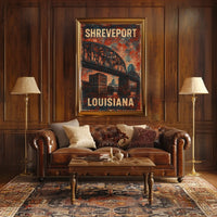 Shreveport Bridge Vintage Cityscape Nostalgic Poster