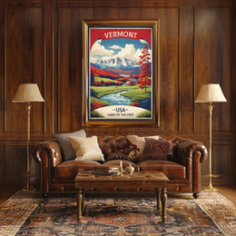 Vermont Autumn Scene Vintage Travel Poster