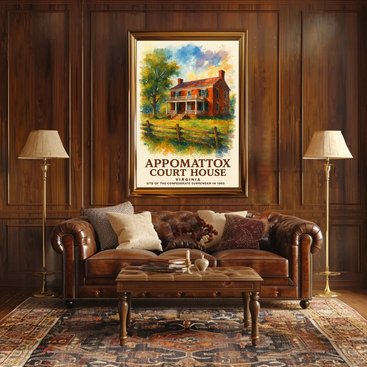 Appomattox Court House Historic Watercolor Poster Art