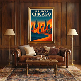 Chicago Skyline Architecture Ferris Wheel Urban Poster