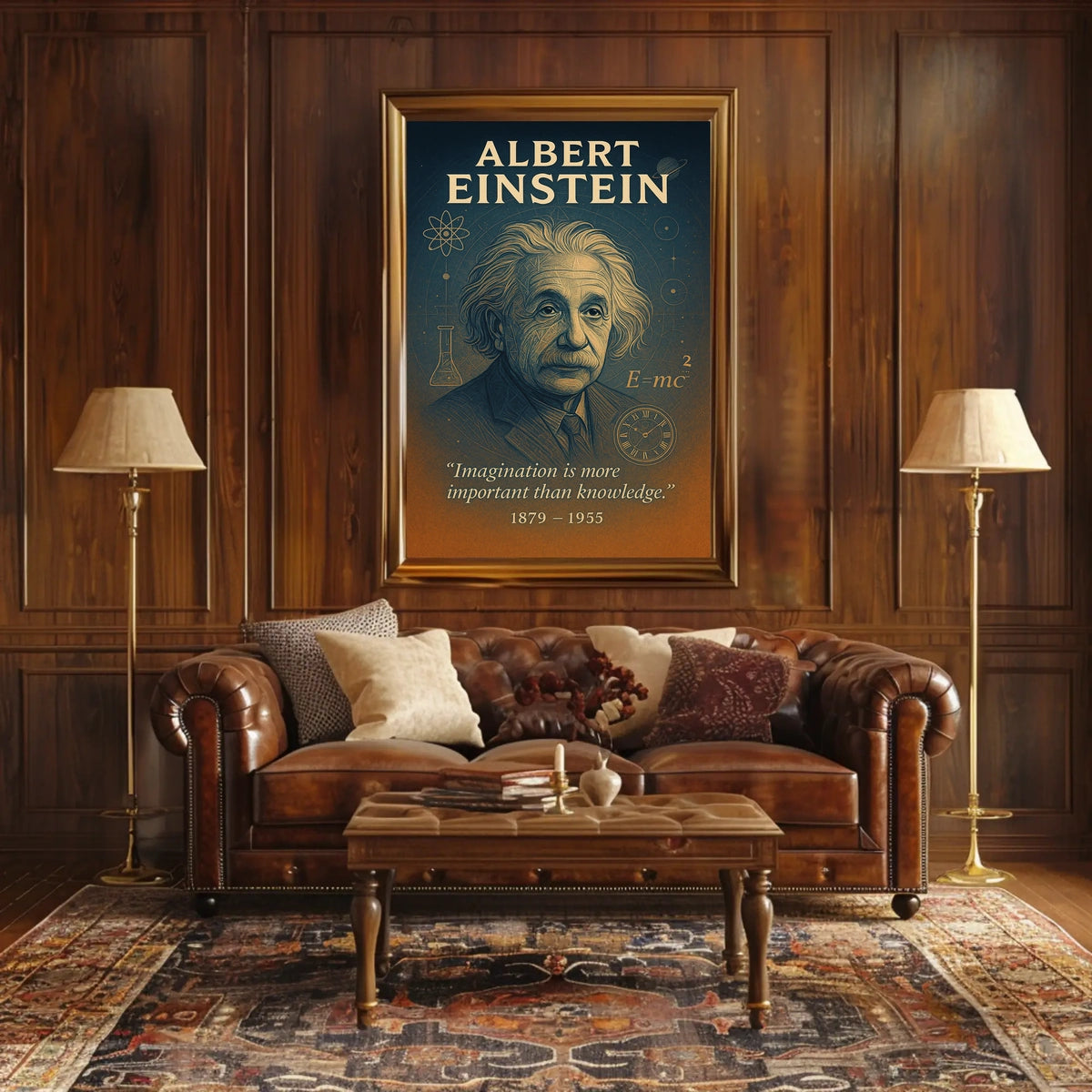 Albert Einstein Vintage Science Poster with Inspirational Quote