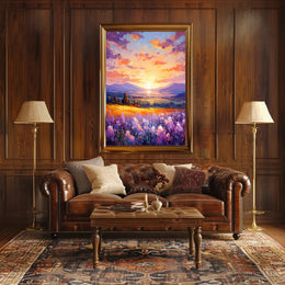 Vibrant Sunset Over Fields Poster